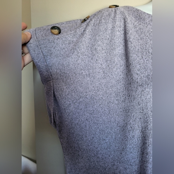 French Twist Light Purple Button-Detail Top, Size 2X - Picture 3 of 7